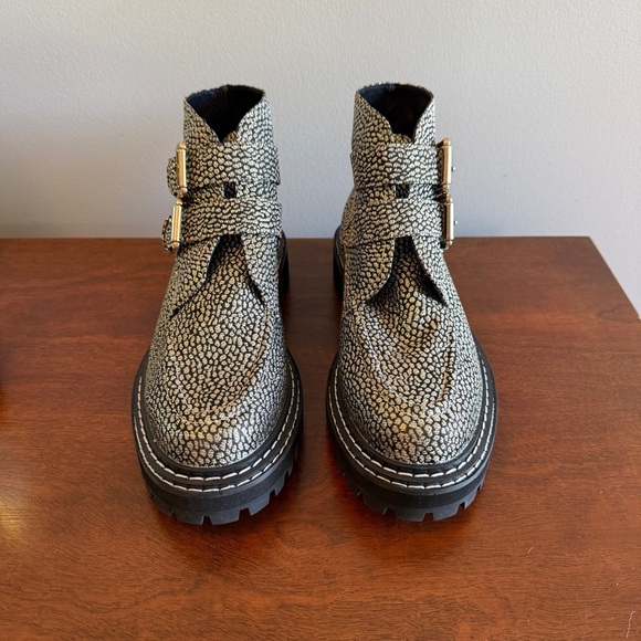 EUC Cecelia New York Black and Gold Combat Boots with Chunky Sole - Picture 3 of 5